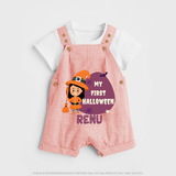 My First Halloween Girl Vampire Print Baby Dungaree - PEACH - 0 - 5 Months Old (Chest 18")