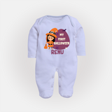 My First Halloween Girl Vampire Print Baby Full Body Suit - BABY BLUE - New Born (Chest 7.5")