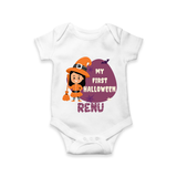 My First Halloween Girl Vampire Print Baby Romper - WHITE - New Born (Chest 14")