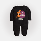 My First Halloween Girl Vampire Print Baby Full Body Suit - BLACK - New Born (Chest 7.5")