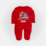 My First Halloween Girl Vampire Print Baby Full Body Suit - RED - New Born (Chest 7.5")