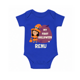 My First Halloween Girl Vampire Print Baby Romper - COBALT BLUE - New Born (Chest 14")