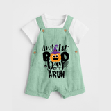 My First Boo Pumpkin Print Baby Dungaree - MINT GREEN - 0 - 5 Months Old (Chest 18")