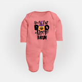 My First Boo Pumpkin Print Baby Full Body Suit - PEACH - New Born (Chest 7.5")