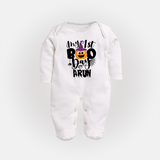 My First Boo Pumpkin Print Baby Full Body Suit - WHITE - New Born (Chest 7.5")