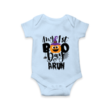 My First Boo Pumpkin Print Baby Romper - BABY BLUE - New Born (Chest 14")