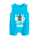 My First Boo Pumpkin Print Baby Button Romper - SKY BLUE - New Born (Chest 18")