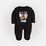 My First Boo Pumpkin Print Baby Full Body Suit - BLACK - New Born (Chest 7.5")