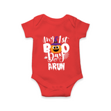 My First Boo Pumpkin Print Baby Romper - RED - New Born (Chest 14")