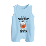 My First Halloween Theme Print Baby Button Romper - BABY BLUE - New Born (Chest 18")