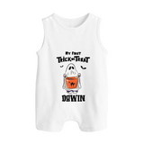 My First Halloween Theme Print Baby Button Romper - WHITE - New Born (Chest 18")
