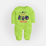My First Boo Spider Web Print Baby Full Body Suit - LIME GREEN - New Born (Chest 7.5")