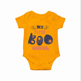My First Boo Spider Web Print Baby Romper - CHROME YELLOW - New Born (Chest 14")