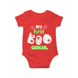 My First Boo Spider Web Print Baby Romper - RED - New Born (Chest 14")