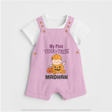 My First Trick Or Treat Pumpkin Print Baby Dungaree - BABY PINK - 0 - 5 Months Old (Chest 18")