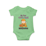 My First Trick Or Treat Pumpkin Print Baby Romper - GREEN - New Born (Chest 14")