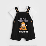 My First Trick Or Treat Pumpkin Print Baby Dungaree - BLACK - 0 - 5 Months Old (Chest 18")