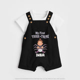 My First Spider Trick Or Treat Print Baby Dungaree - BLACK - 0 - 5 Months Old (Chest 18")