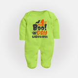 My First Boo Day Print Baby Full Body Suit - LIME GREEN - New Born (Chest 7.5")