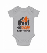 My First Boo Day Print Baby Romper - GREY - New Born (Chest 14")