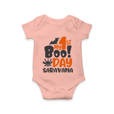My First Boo Day Print Baby Romper - PEACH - New Born (Chest 14")