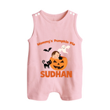 Mommy's Pumpkin Pie Print Baby Button Romper - BABY PINK - New Born (Chest 18")