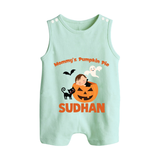 Mommy's Pumpkin Pie Print Baby Button Romper - MINT GREEN - New Born (Chest 18")