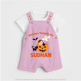 Mommy's Pumpkin Pie Print Baby Dungaree - BABY PINK - 0 - 5 Months Old (Chest 18")