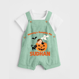Mommy's Pumpkin Pie Print Baby Dungaree - MINT GREEN - 0 - 5 Months Old (Chest 18")