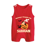 Mommy's Pumpkin Pie Print Baby Button Romper - RED - New Born (Chest 18")