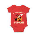 Mommy's Pumpkin Pie Print Baby Romper - RED - New Born (Chest 14")