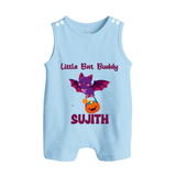 Little Bat Buddy Print Baby Button Romper - BABY BLUE - New Born (Chest 18")