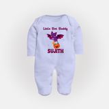 Little Bat Buddy Print Baby Full Body Suit - BABY BLUE - New Born (Chest 7.5")