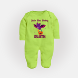 Little Bat Buddy Print Baby Full Body Suit - LIME GREEN - New Born (Chest 7.5")