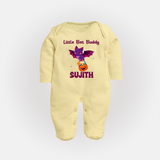 Little Bat Buddy Print Baby Full Body Suit - PASTEL YELLOW - New Born (Chest 7.5")