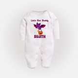 Little Bat Buddy Print Baby Full Body Suit - WHITE - New Born (Chest 7.5")