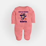 Witch In Training Print Baby Full Body Suit - PEACH - New Born (Chest 7.5")