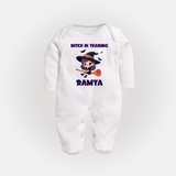 Witch In Training Print Baby Full Body Suit - WHITE - New Born (Chest 7.5")