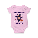 Witch In Training Print Baby Romper - BABY PINK - New Born (Chest 14")