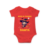 Witch In Training Print Baby Romper - RED - New Born (Chest 14")