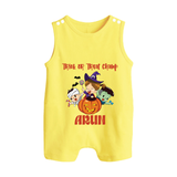 Trick Or Treat Camp Print Baby Button Romper - PASTEL YELLOW - New Born (Chest 18")