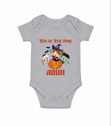 Trick Or Treat Camp Print Baby Romper - GREY - New Born (Chest 14")