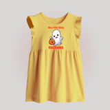 Boo-tiful Ghost Print Baby Baby Frock - PASTEL YELLOW - 0 - 3 Months Old (Chest 17")