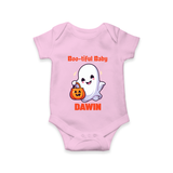 Boo-tiful Ghost Print Baby Romper - BABY PINK - New Born (Chest 14")