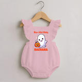 Boo-tiful Ghost Print Baby Romper Frock - BABY PINK - 0 - 3 Months Old (Chest 19")