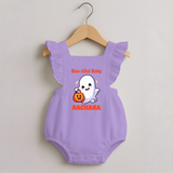Boo-tiful Ghost Print Baby Romper Frock - LILAC - 0 - 3 Months Old (Chest 19")