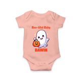 Boo-tiful Ghost Print Baby Romper - PEACH - New Born (Chest 14")