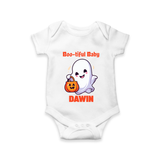 Boo-tiful Ghost Print Baby Romper - WHITE - New Born (Chest 14")