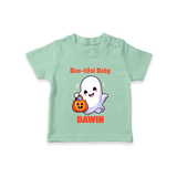 Boo-tiful Ghost Print Baby Tshirt - MINT GREEN - 0-5 Months Old (Chest 17")
