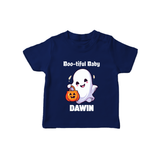 Boo-tiful Ghost Print Baby Tshirt - NAVY BLUE - 0-5 Months Old (Chest 17")